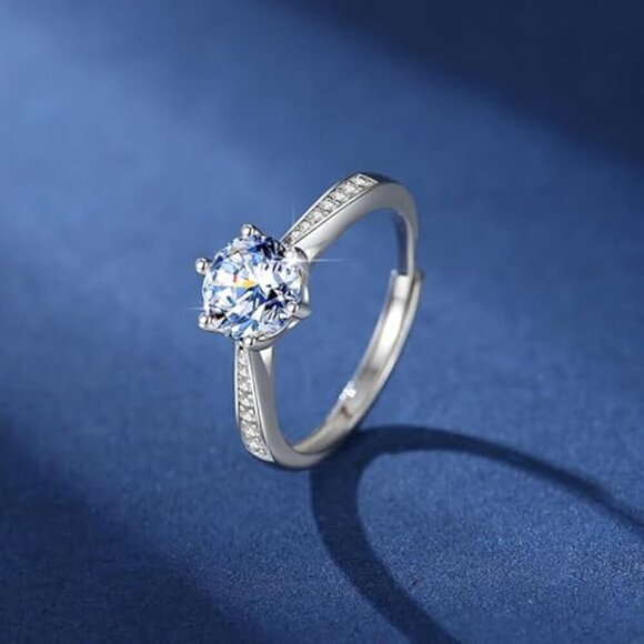 1ct Moissanite Women's Ring S925 Sterling Silver Pave Solitaire Diamond - Picture 2 of 5